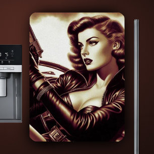 Retro-Pulp-Frau Magnet