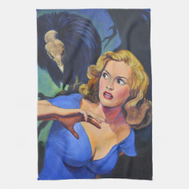 Retro Pulp Horror Handtuch mit Bussard