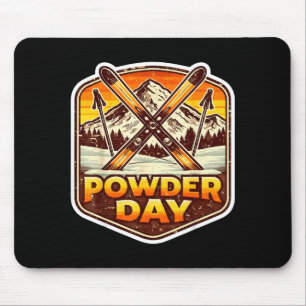 Retro-Pulverschneetag Skifahrer Skiliebhaber Retro Mousepad