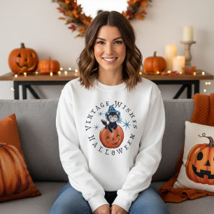 Retro Pumpkin Cat Vintage Halloween Wünsche Sweatshirt