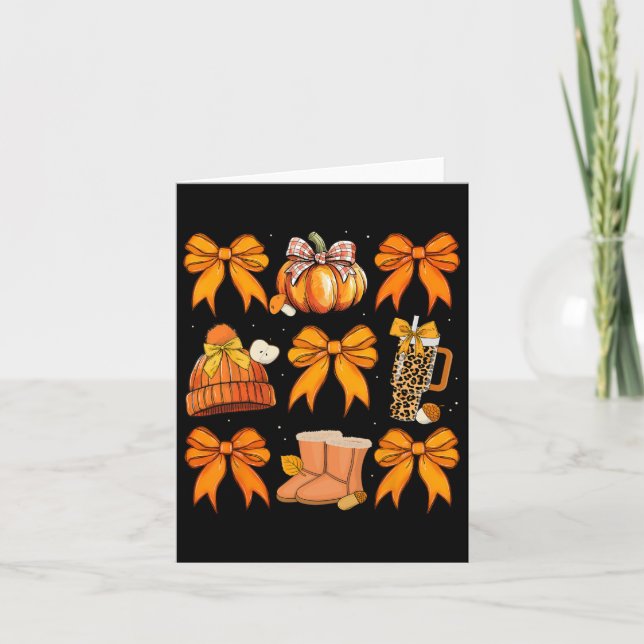 Retro Pumpkin Coquette Bow Herbst Halloween G Karte (Vorderseite)