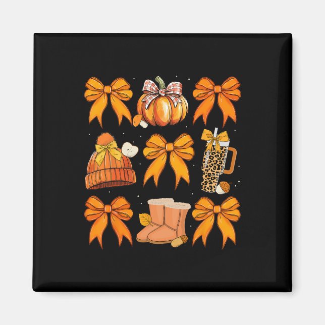 Retro Pumpkin Coquette Bow Herbst Halloween G Magnet (Vorne)