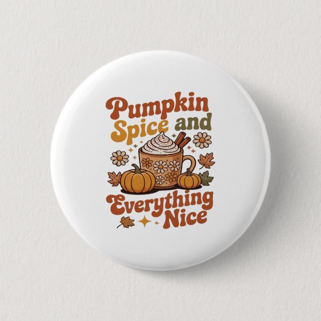 Retro Pumpkin Gewürze alles Nice Classic T-Shir Button (Vorderseite)