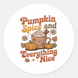 Retro Pumpkin Gewürze alles Nice Classic T-Shir Runder Aufkleber
