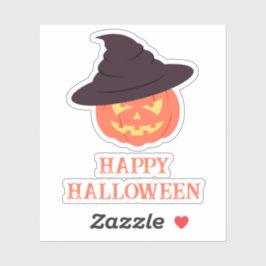 Retro Pumpkin "Happy Halloween Sticker - Vintag