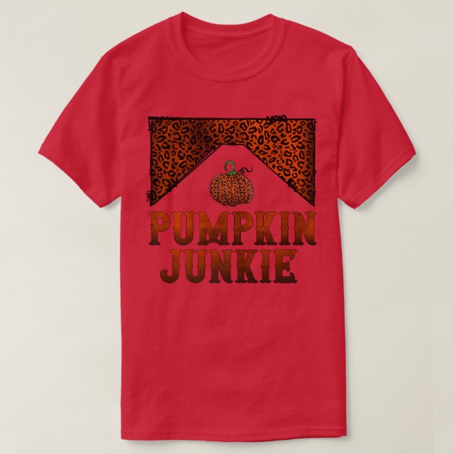 Retro Pumpkin Junkie Hello Fall Vibes Leopard Prin T-Shirt (Design vorne)