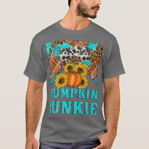 Retro Pumpkin Junkie Leopard Sonnenblumen Hallo Fa T-Shirt