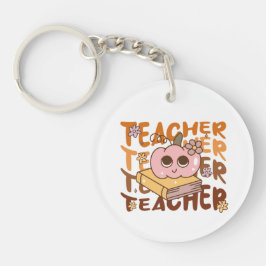 Retro Pumpkin Lehrer Halloween Fall Schlüsselanhänger