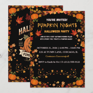 Retro Pumpkin Nights Halloween-Party-Einladung Einladung