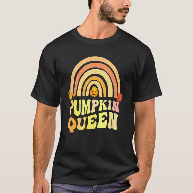 Retro PUMPKIN QUEEN Rainbow Carver Lady Fall Carvi T-Shirt (Vorderseite)