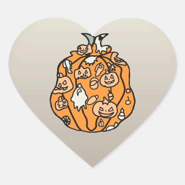 Retro Pumpkin Spooks und Halloween-Leckereien Herz-Aufkleber (Vorderseite)