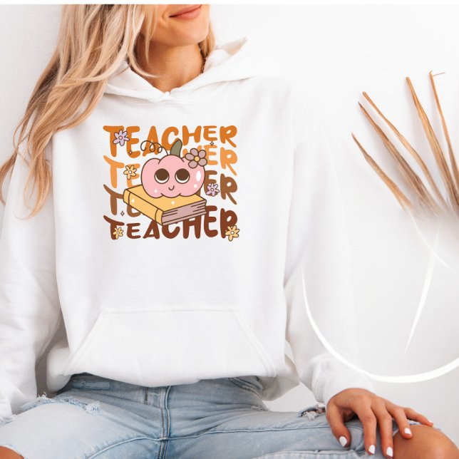 Retro Pumpkin Teacher | Geschenk für niedliche Fal Hoodie (Von Creator hochgeladen)