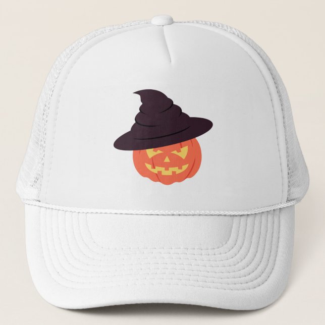 Retro Pumpkin Trucker Hat - Orange Hallowen Truckerkappe (Vorderseite)
