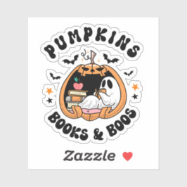 Retro Pumpkins Books & Boos Ghost Halloween Aufkleber