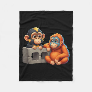 Retro Punch Baby Affe Martial Arts Meme Grafik Fleecedecke