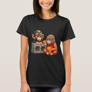 Retro Punch Baby Affe Martial Arts Meme Grafik T-Shirt