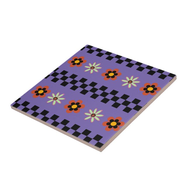Retro-Punk-Blumen Fliese (Seite)