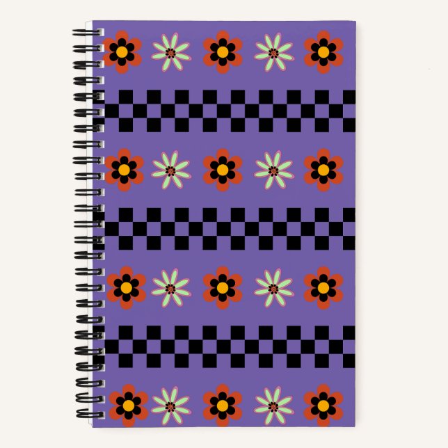 Retro-Punk-Blumen Notizbuch (Vorderseite)