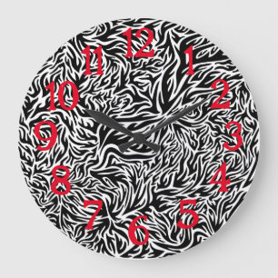 Retro Punk Rocker aus den 70er Jahren Große Wanduhr