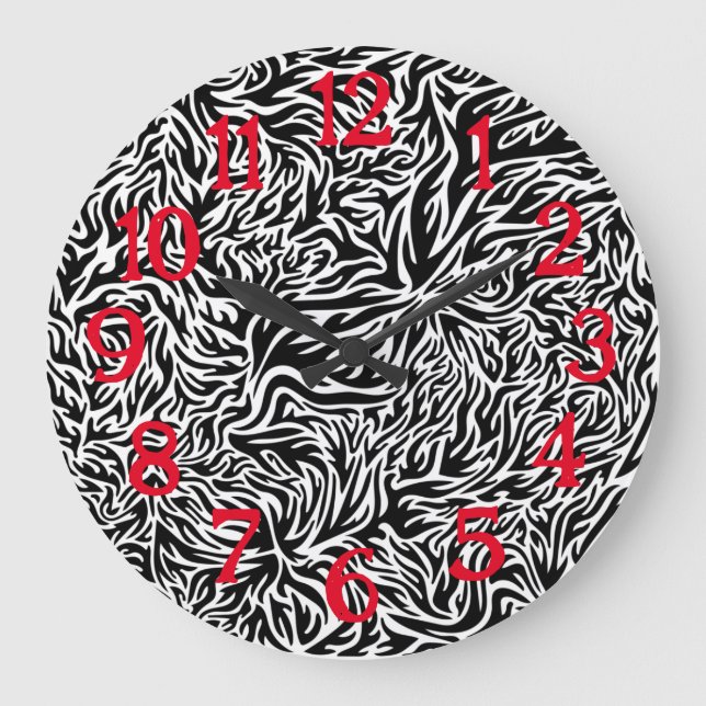 Retro Punk Rocker aus den 70er Jahren Große Wanduhr (Vorderseite)