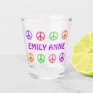 Retro-Punkt-Punktsymbole für den Frieden Personali Schnapsglas