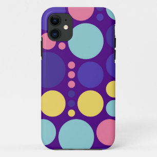 Retro-Punkte Gelb Lila Rosa Blau iPhone 11 Hülle