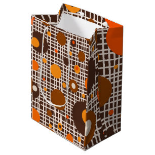 Retro-Punkte-Muster Braun Orange im Stil der Mitte Mittlere Geschenktüte