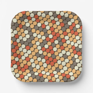 Retro-Punkte-Muster in Orange Pappteller