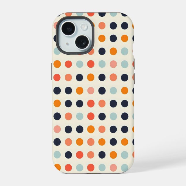 Retro-Punkte-Muster iPhone 15 Hülle (Rückseite)