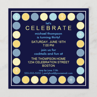 Retro Punkte u. Stern-Geburtstags-Party Einladung