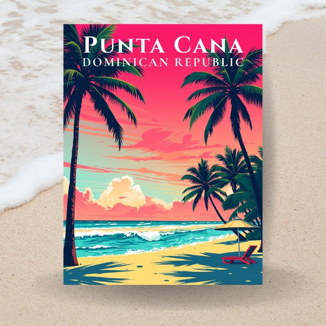 Retro Punta Cana Dominikanische Republik Beach Tra Postkarte (Retro Punta Cana Dominican Republic Beach Travel Postcard
)