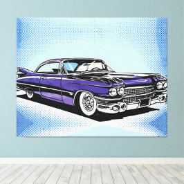 Retro Purple Classic Car Side Pop Art Leinwanddruck