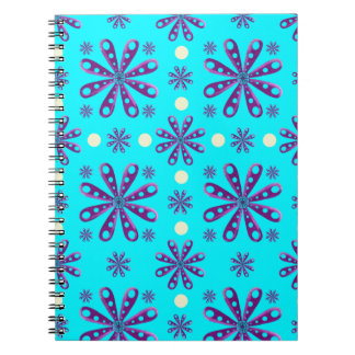 Retro Purple Flowers on Blue Background Notizblock