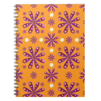 Retro Purple Flowers on Orange Background Notizblock
