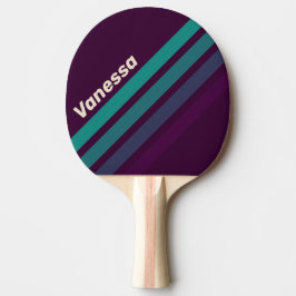 Retro Purple Rainbow Angled Striping with Name Tischtennis Schläger
