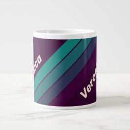 Retro Purple Rainbow Stripes with Name Jumbo-Tasse