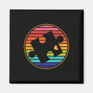 Retro-Puzzle-Herz Autismus-Bewusstseinsmonat Kinde Magnet