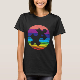 Retro Puzzle Herz Autismuserkennung Männer Frauen T-Shirt