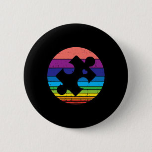 Retro Puzzle Herzautismus Bewusstsein Männer Fraue Button