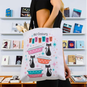 Retro Pyrex Mod Kitty Cats MCM Atomtote Bag