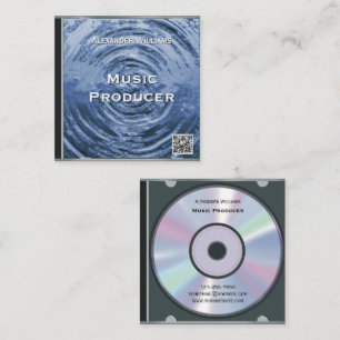 Retro-QR-Code-Blau-Musik-CD-Hülle Quadratische Visitenkarte