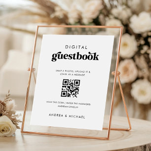 Retro-QR-Code Digital-Gästebuch Hochzeitsschild Poster