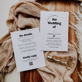 Retro QR Code in einer Hochzeit Einladung