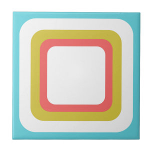 Retro Quadrat Blau Weiß Orange Grün Fliese