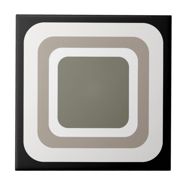 Retro Quadrat Schwarz Grau Weiß Fliese (Vorderseite)