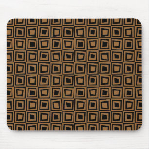 Retro-Quadrate - braun auf schwarz Mousepad