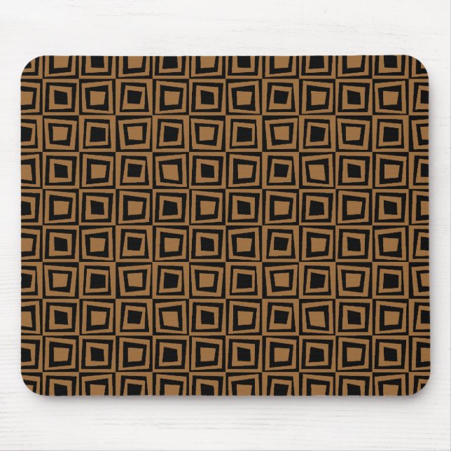 Retro-Quadrate - braun auf schwarz Mousepad (Vorne)