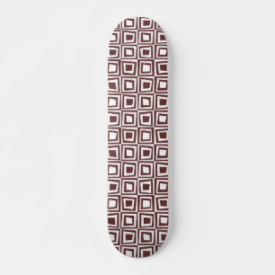 Retro-Quadrate - braun auf weiß Skateboard