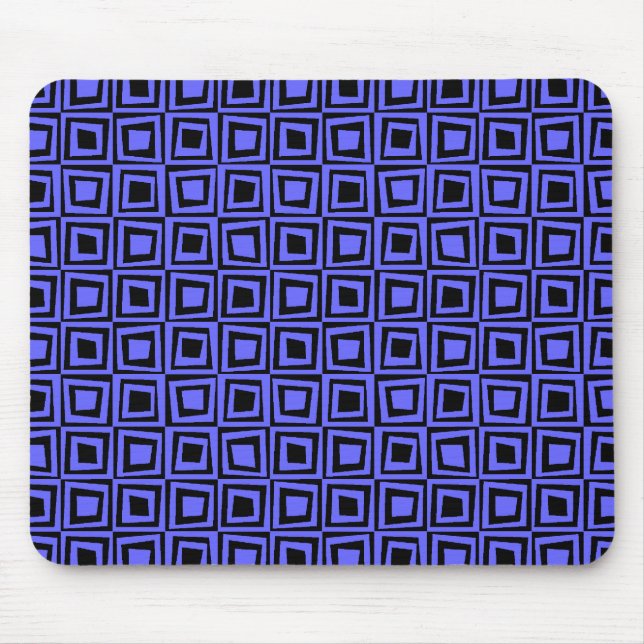 Retro-Quadrate - Elektrisch blau auf schwarz Mousepad (Vorne)