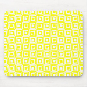 Retro-Quadrate - Gelb auf Weiß Mousepad